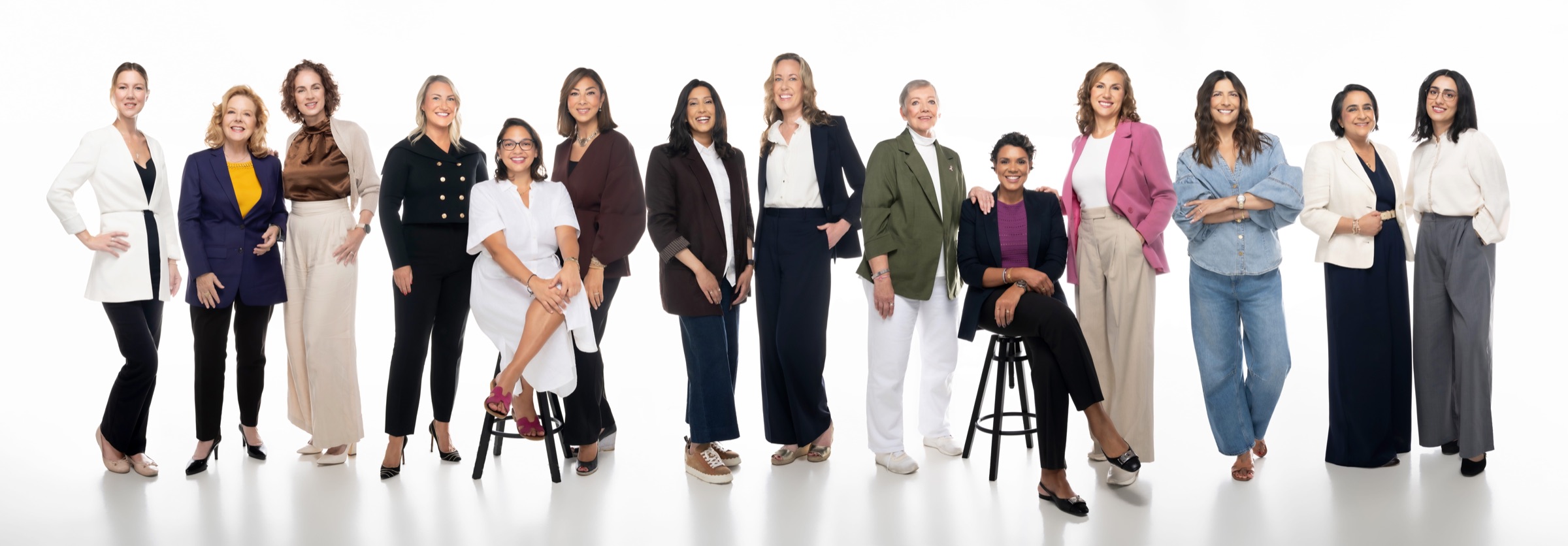 Breast cancer survivors trained as spokespeople at SEE Institute, standing together in a line